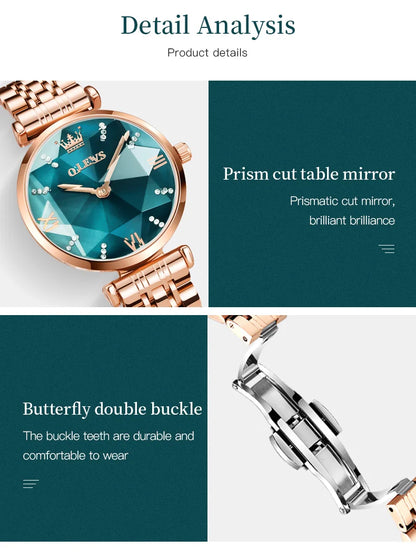 OLEVS 6642 Women Watch Fashion Original Elegant Stainless Steel Rose Gold Diamond Waterproof Watch Brand Luxury Women Watch