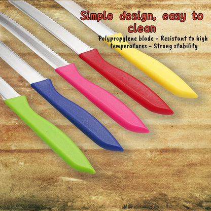Serrated Steak Knife, Stainless Steel Steak Knife With Pointed Tail Plastic Handle, Multifunctional Kitchen Bread Dessert Knife