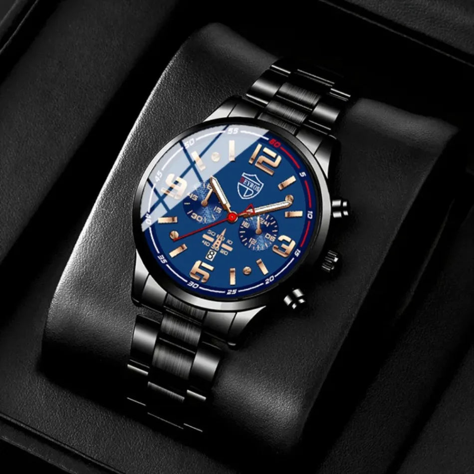 5 Pieces/set of Business Men's Watch Set Simple Casual Quartz Watch Pointer Alloy Dial Men Watch Set Is The IdealChoice forGifts