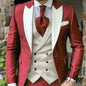 Men's 3-Piece Slim Fit Suit Set Tuxedo One-Button Blazer Vest Elastic Waist Pants Party Outfit Wedding Dress Men Prom Suit