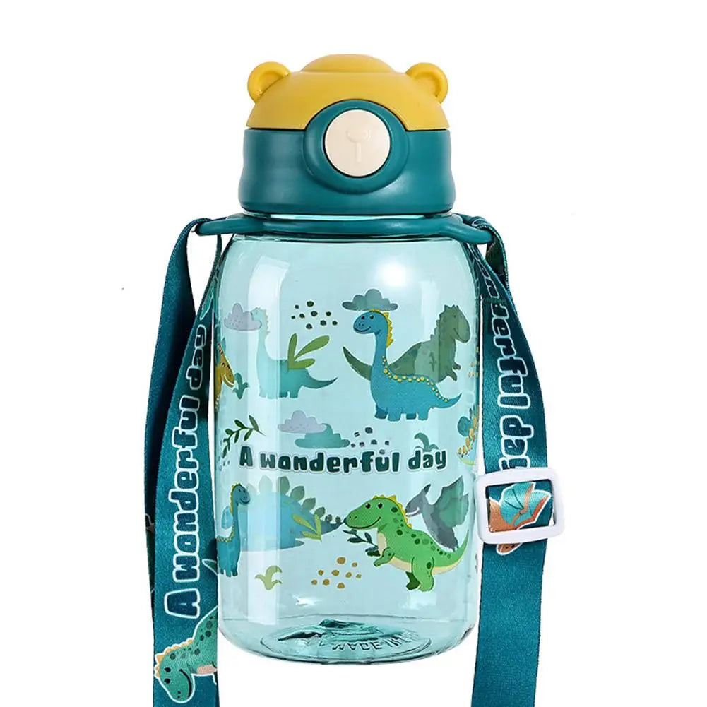 650ml Cute Water Bottle Cup With Straw Adjustable Shoulder Strap Portable Leakproof Students Kids Adults Outdoor BPA Safe 2026