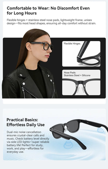 2026New AI Smart Glasses Minimalist Premium Bluetooth Calling Real-time Translation/4K Video Ultra-light TR90 Compatible Eyewear