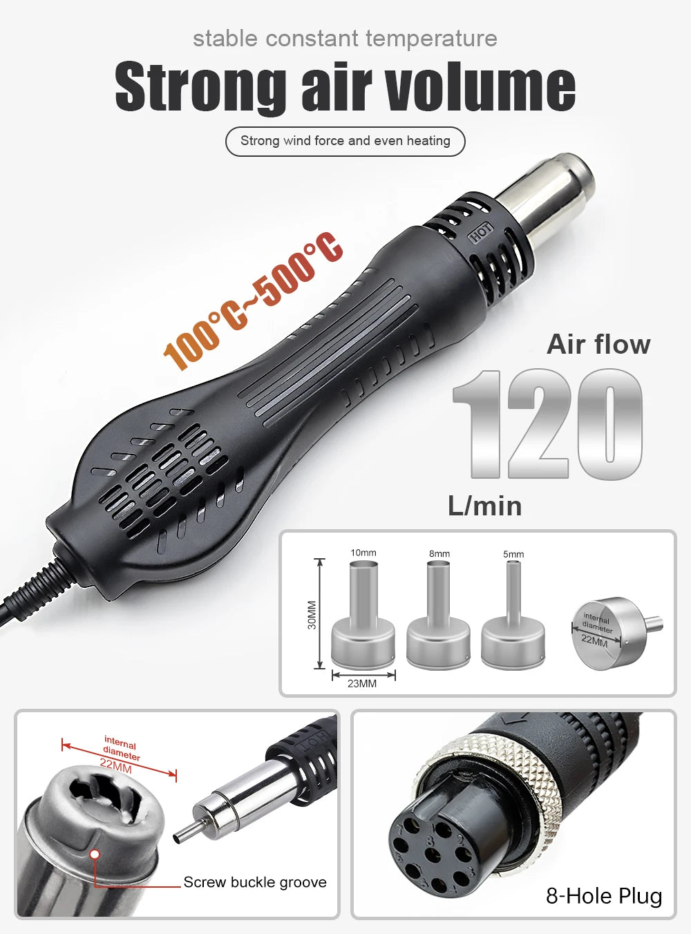 JCD 750W 8586D Soldering Station 2 IN 1 Hot Air Gun LCD Dual Digital Display Electric Soldering Iron SMD Welding Rework Station