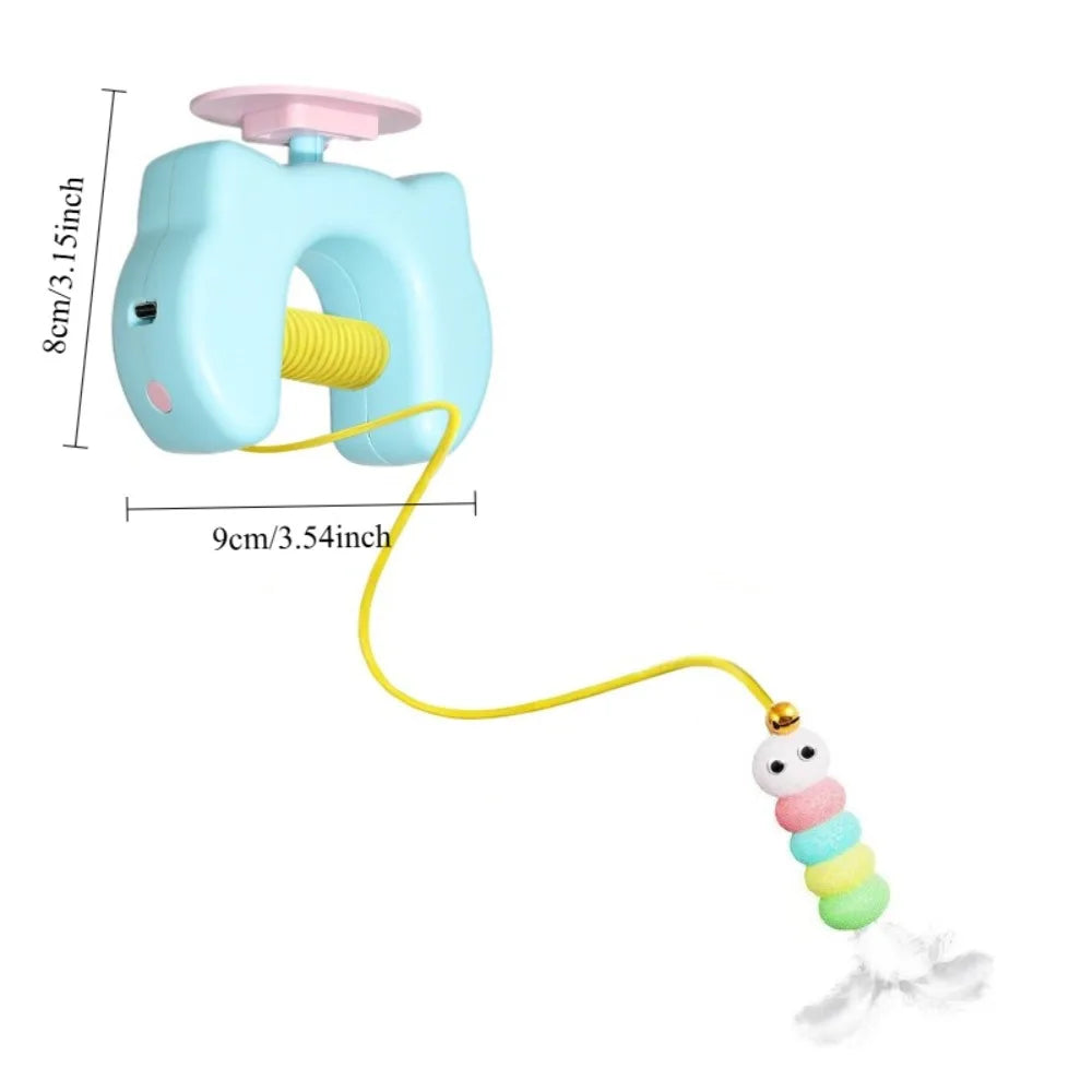Electric Cat Toy with Ropes Auto Swing Feather Toy Interactive Kitten Toy For Self Playing  Caterpillar Interactive Cat Toys