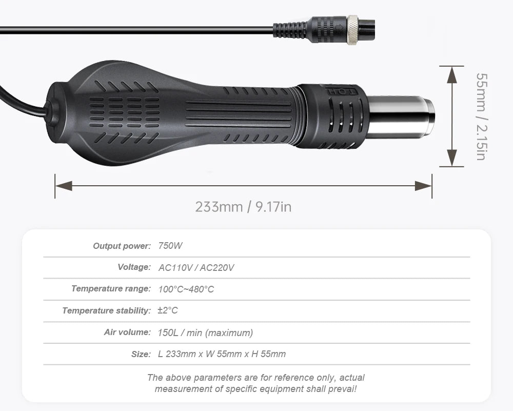 JCD 8858 Mikropistolet na gorące powietrze 750W Stacja lutownicza do poprawek LCD Cyfrowa suszarka do włosów do lutowania 110V Opalarka Narzędzia do naprawy spawalniczej