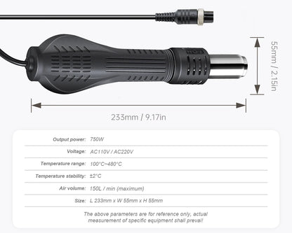 JCD 8858 Mikropistolet na gorące powietrze 750W Stacja lutownicza do poprawek LCD Cyfrowa suszarka do włosów do lutowania 110V Opalarka Narzędzia do naprawy spawalniczej