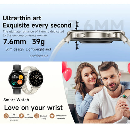 2026 New 7.6mm Ultra-Slim Smart Watch Women AMOLED HD Display LED Flashlight Always-On Time Display Fashion Ladies Smartwatches