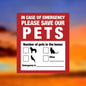 Pet Alert Stickers Static Cling Window Decals Emergency Pets Rescue Sign (4 Pack)  Save My Pets in Case of Emergency Stickers