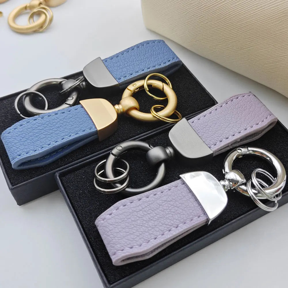 Short Lovely Leather Keychain Vintage Personalized Keyring Custom Logo Name Car Key Holder Chain Laser Engrave Women Charm Gift
