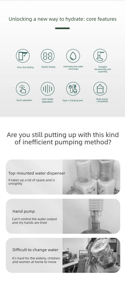 Electric Water Pump Household Bottled Water Water Extractor Folding Purified Water Dispenser Suction Pump Outdoor