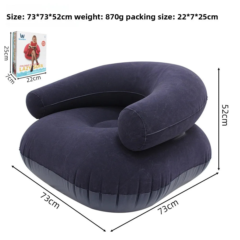 2 Person Inflatable Sofa Couch Portable Foldable Air Couch with Armrest Flocked Outdoor Camping Home Leisure Inflatable Lounge C