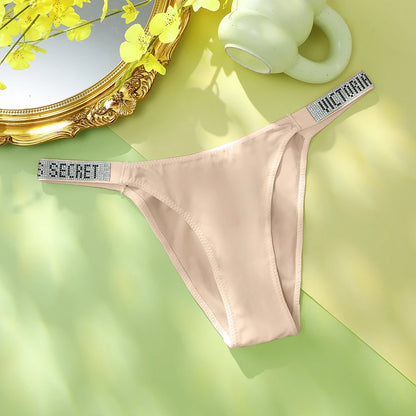 Victoria's Secret Women's Classic Striped Versatile Lace Sexy Panties Shaping Breathable Soft V-Chain Underwear Thong