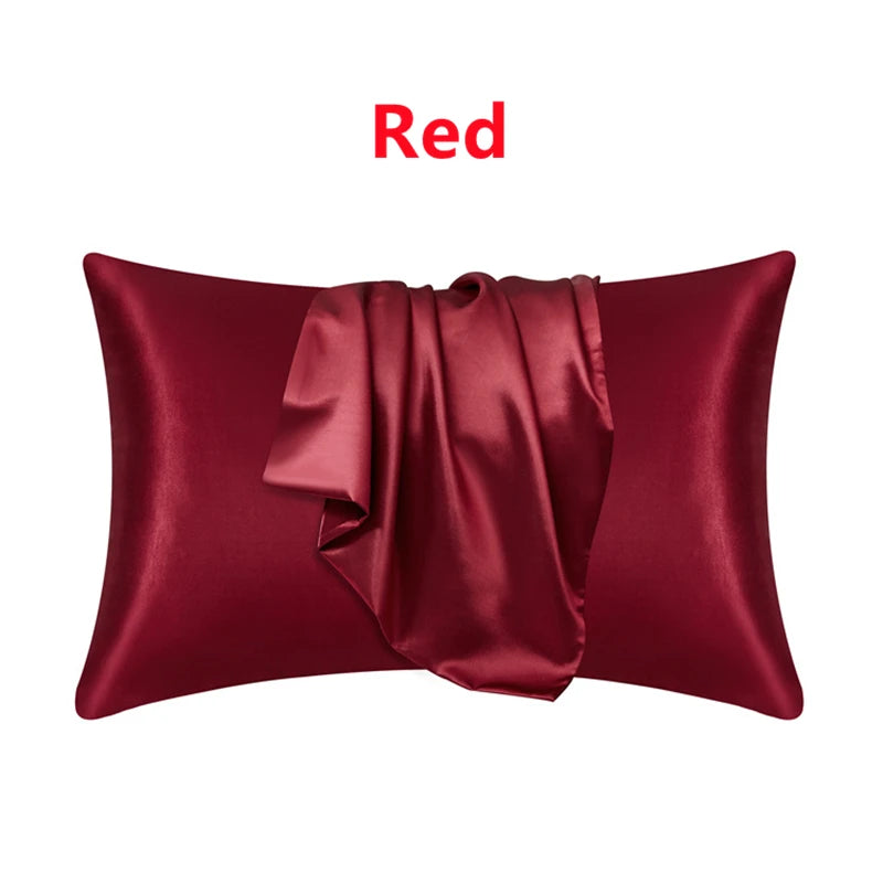 New 2pcs Nordic Pure Emulation Silk Pillowcase White Black Grey Decorative Pillow Covers Luxury Comfortable Home Bedding Cases