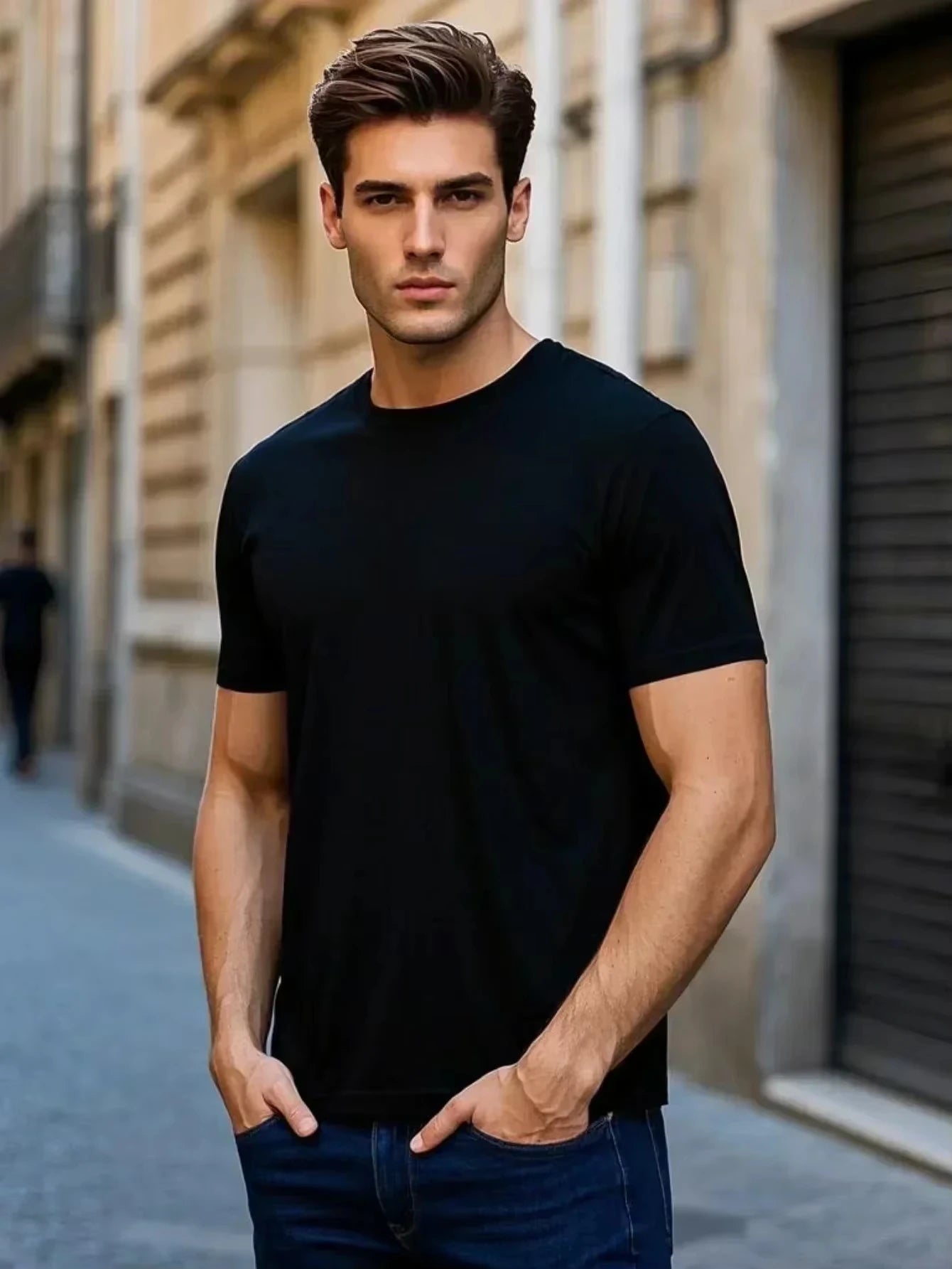 Creative Shark Printed T-shirt Men's 2026 Summer 100% Cotton Loose Breathable Top Outdoor Fashion Men's Wear
