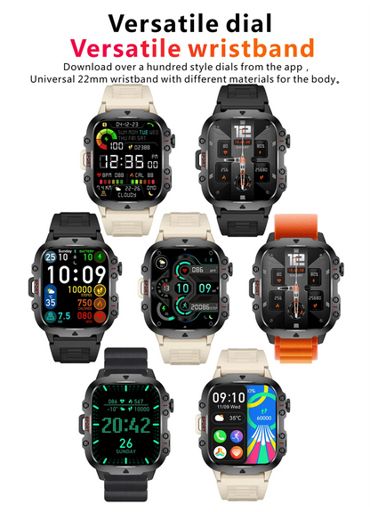 LIGE New Military Smart Watch Men Outdoor Sports 3ATM Waterproof  Blood Oxygen Bluetooth Call Watches Men Smartwatch For Android