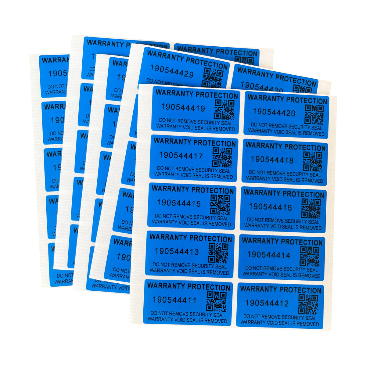 100pcs Blue 40x20mm Tamper-Proof Warranty Stickers Anti-Counterfeiting Seal Labels with Serial Number Two-Dimensional Code