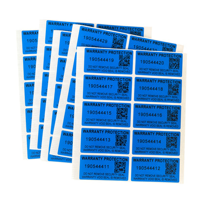100pcs Blue 40x20mm Tamper-Proof Warranty Stickers Anti-Counterfeiting Seal Labels with Serial Number Two-Dimensional Code