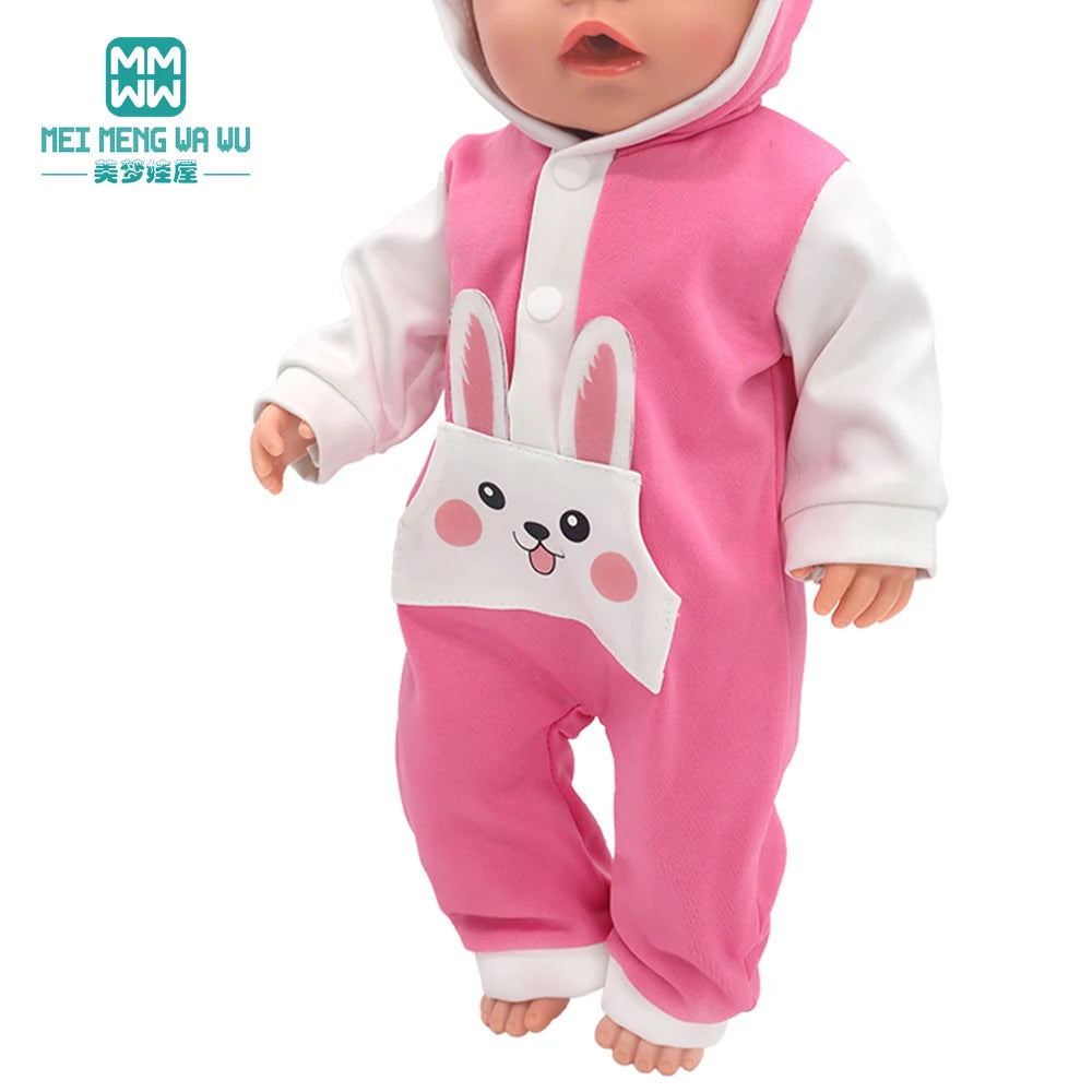 Fits 17-18inch American Doll and New Born Doll Clothes Fashion Dresses, Hooded Jumpsuit, Cardigan Strap Skirts Toys Gifts