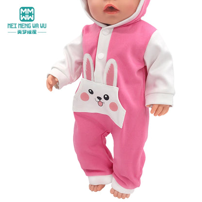 Fits 17-18inch American Doll and New Born Doll Clothes Fashion Dresses, Hooded Jumpsuit, Cardigan Strap Skirts Toys Gifts