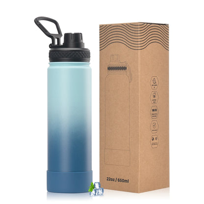 WATERSY 650ml Double Wall Thermal Bottle Stainless Steel Insulated Bottle with Handle Sports Water Bottle Vacuum Flask Keep Cold