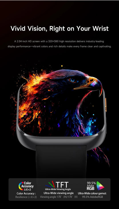 LIGE AMOLED Smart Watch Men 2.04 Screen Bluetooth Call Health Monitor IP68 Waterproof Sport Women Smartwatch New For Android IOS