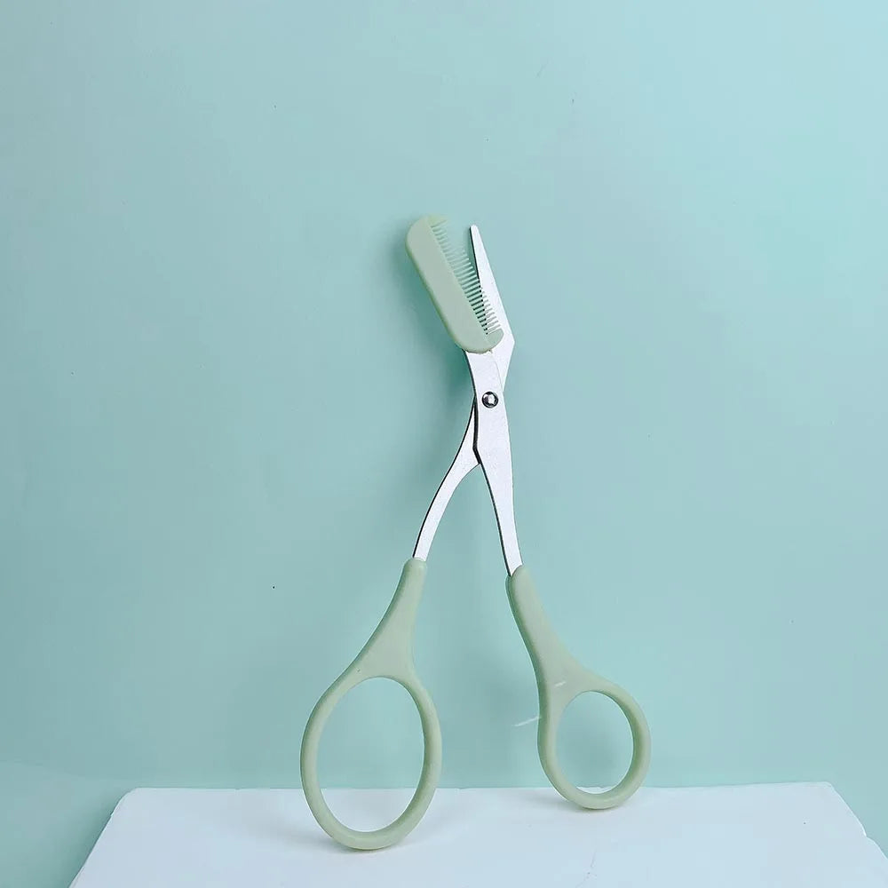 Eyebrow Trimming Scissors Professional Built-in Comb Stainless Steel Non-Slip Brow Shaper Hair Removal Beauty Tool for Men Women