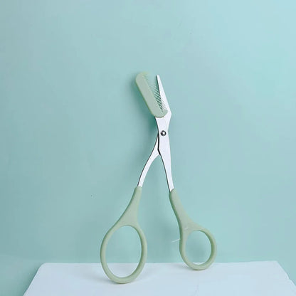 Eyebrow Trimming Scissors Professional Built-in Comb Stainless Steel Non-Slip Brow Shaper Hair Removal Beauty Tool for Men Women