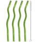 4pcs 200*8mm Glass Straws Wavy Colorful Drinking Straw Set with Brush High Borosilicate Glass Straw Kitchen Party Bar Drinkware