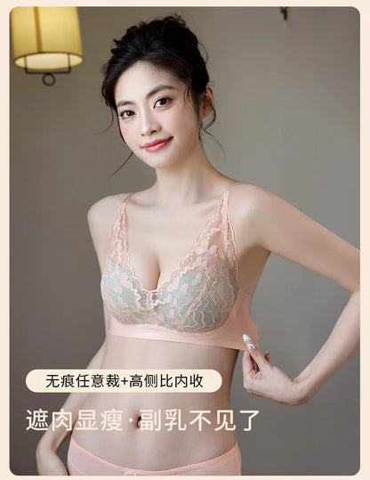 French Sexy Lace Bra and Panty Set for Women, Push Up Wireless Bralette, Comfortable & Breathable Small Chest, Bestseller MOYISU
