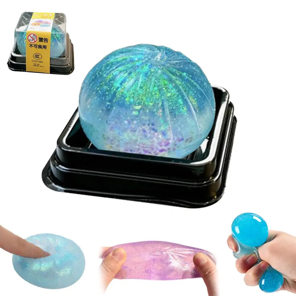 Simulation Flash Dumpling Pressure Ball Slow Rebound Soft Pinch Decompression Squishy Stress Relief Balls with Steamer