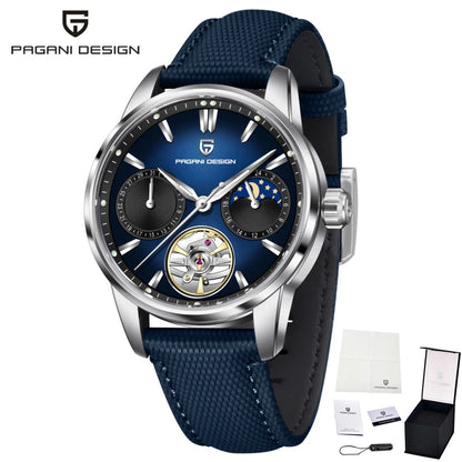 PAGANI DESIGN Men Watches Automatic Mechanical Watch Tourbillon Clock Genuine Leather Waterproof Watch Military Wristwatch Man ﻿