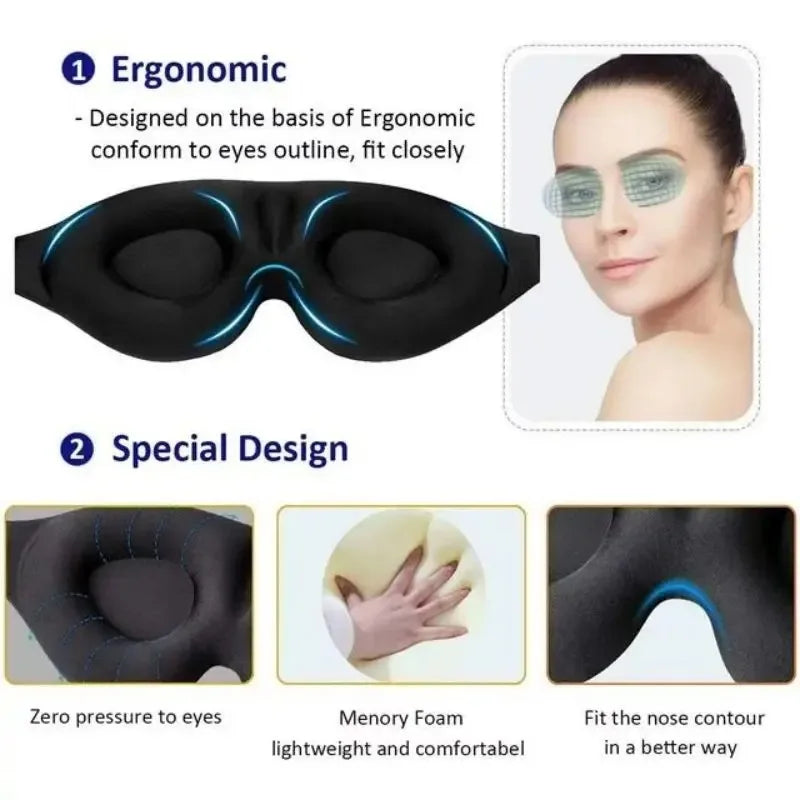 3D Sleeping Eye Mask Travel Rest Aid Eye Cover Patch Paded Soft Sleeping Mask Blindfold Eye Relax Massager