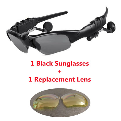 Stereo Earphones Wireless Headset with Mic Polarized Glasses Sunglasses for Driving Cycling Sports Noise Reduction Headphones