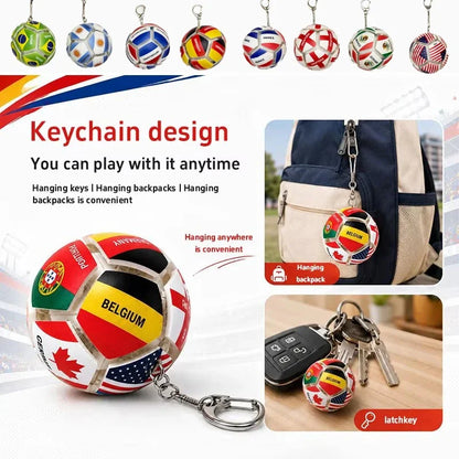 Football Keychain Fidget Toy Stress Relief Pendant Soccer Ball for Fan Portable Multi-National Team Souvenir for Car Key Handbag