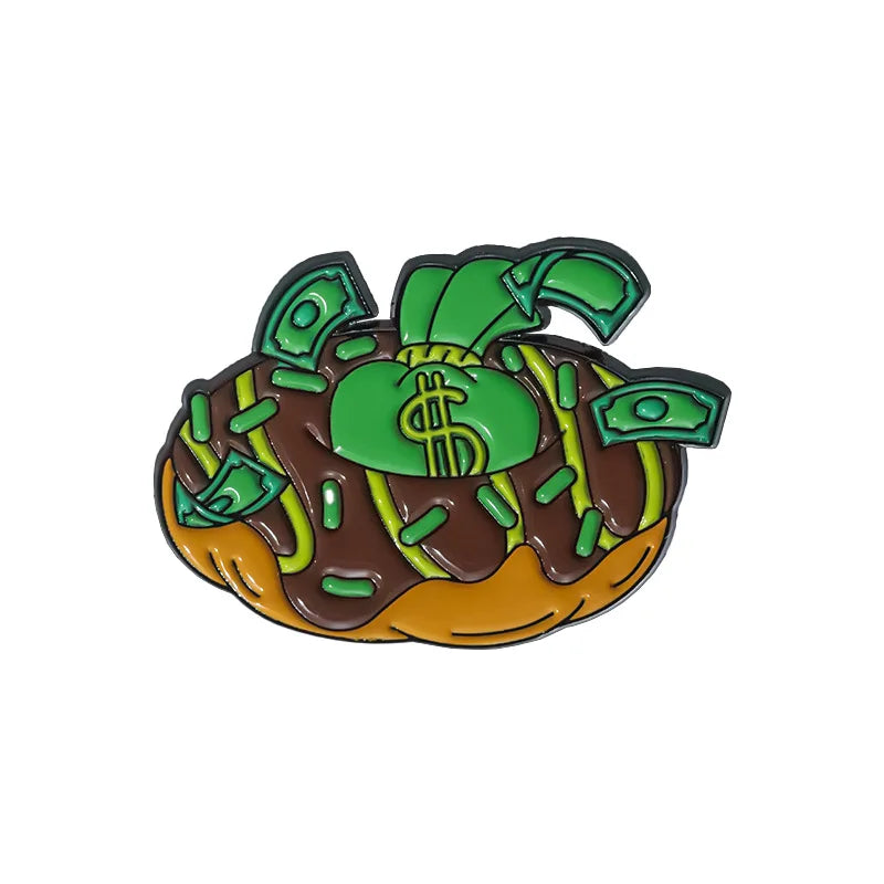 Creative US Dollar Money Enamel Pins Collection Cartoon Banknote Get Rich Brooch Backpack Lapel Metal Badge Fun Jewelry for Gift