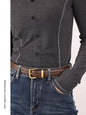 Luxury Suede Cowhide Leather Belt for Women, Vintage Style with Gold Buckle, 3.3cm Wide Waistband for Dresses & Jeans