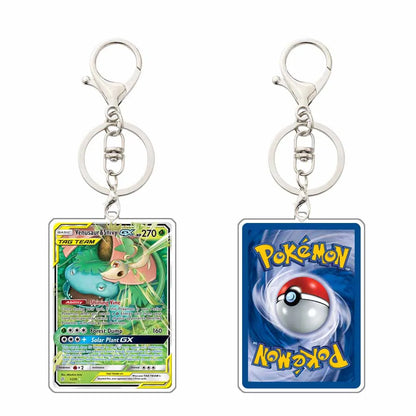 Key chain Charmander Mewtwo Umbreon Jigglypuff Venusaur Blastoise Solgaleo Game Card Acrylic Keychain Pendant Decoration