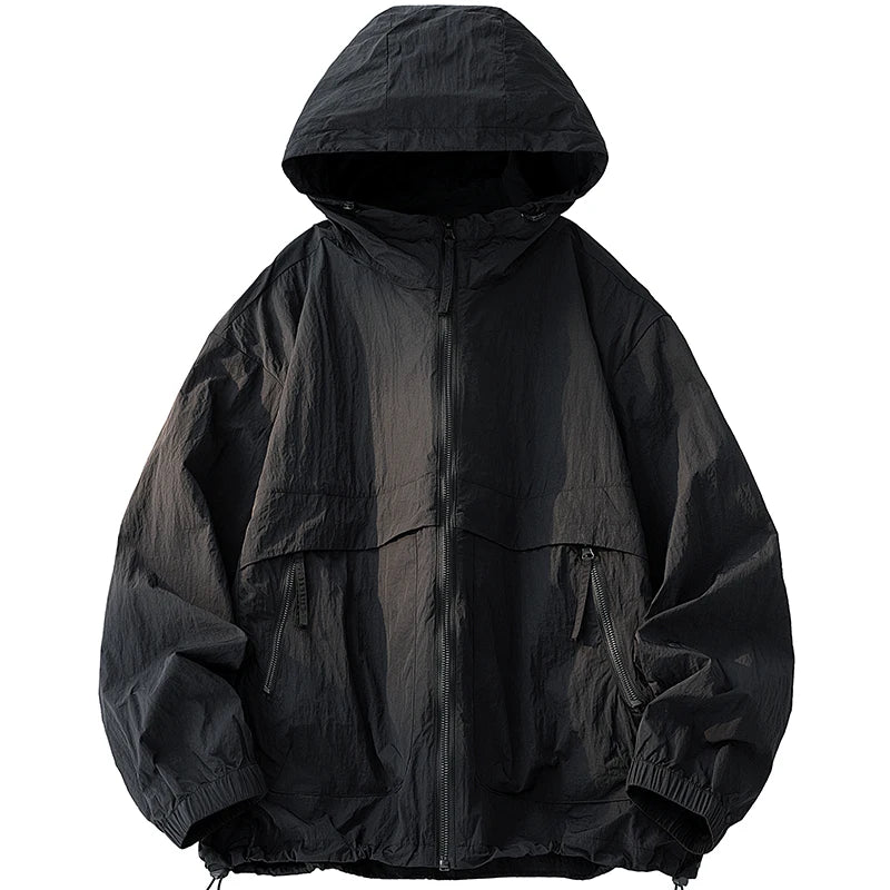 Summer Men's Hooded Sunscreen Jacket UPF50+ Ultra Thin Zipper Pocket Windbreaker Elastic Cuffs Outdoor Hiking Fishing Skin Coats