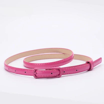 Children Candy Color Belts 1.2cm Super-thin PU Belts Simple Solid Color Lightweight Belts Summer Apparel Accessories
