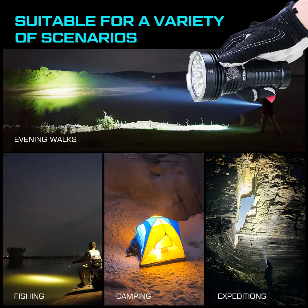 Sofirn IF30 12000lm SFT40 LED Flashlight Powerful 32650 Battery Lanterna USB C Rechargeable Torch Outdoor Light IPX8 Waterproof