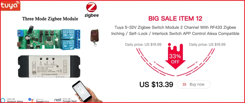 Tuya Smart Inching Zigbee 220V Switch 4 Channel With Ding Rail Housing ,Works with Alexa, Smart Life ,eWelink APP Remote Control