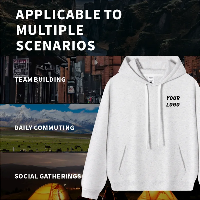 Bulk Custom Logo Full Zip Up Hoodie Unisex Sweatshirt Personalized Printing Embroidery Team Staff Uniform Work Jacket Men Women