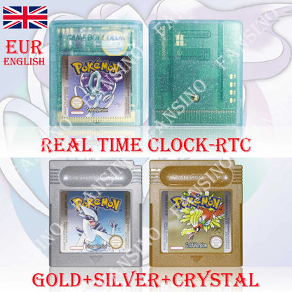 GB/GBC Real Time Clock Pokemon Crystal/Gold/Silver Version Video Game Cartridge with Battery USA/NOE/FRA/ESP/ITA Version