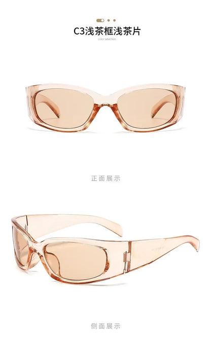 New Y2K Silver Sunglasses Out Future Sense Of Technology Hot Girls Net Red Sun Glasses Women Glasses Trendy Men UV Eyewear
