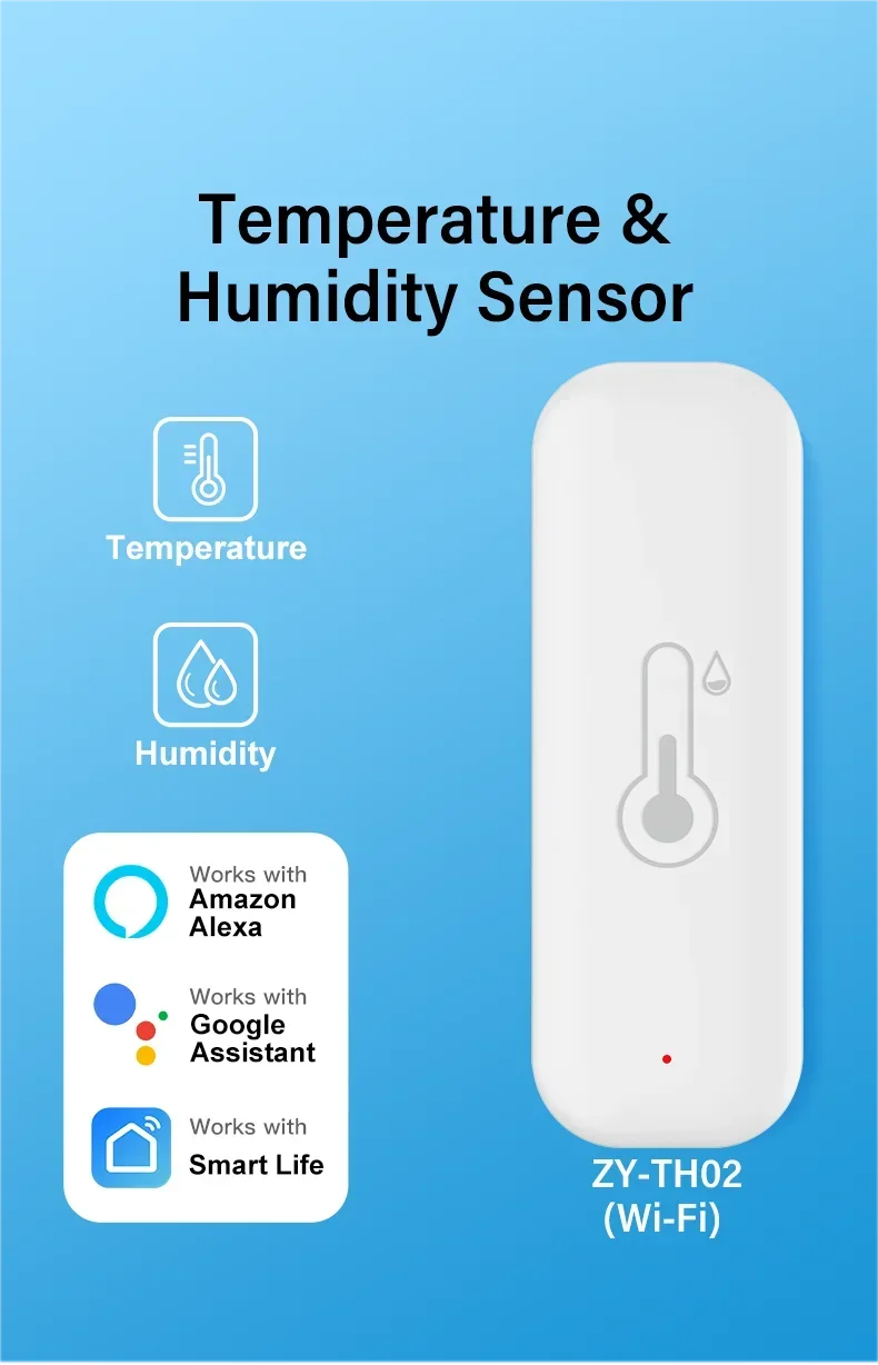 Tuya WiFi Temperature and Humidity Smart Home Thermometer Hygrometer APP Remote Alarm Work with Alexa Google Home