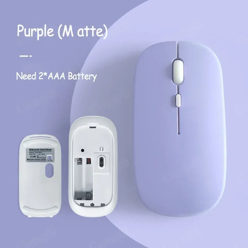 Battery-Powered Wireless Mouse Slim Bluetooth-compatible Computer Mice Portable Cordless Mouse for iPad Laptop Desktop Tablet