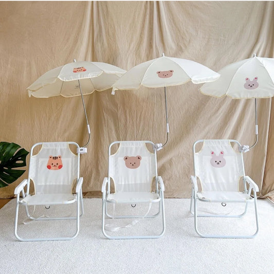 Children's Outdoor Beach Chair With Umbrella Cute Ins Wind Portable Folding Chair Seaside Photo With Parasol Back Chair ﻿