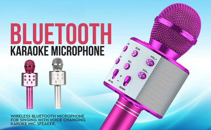 Wireless Karaoke Microphone  Bluetooth Speaker, Multi-Function Controls 5-in-1 portable Handheld Mic for singing For Party