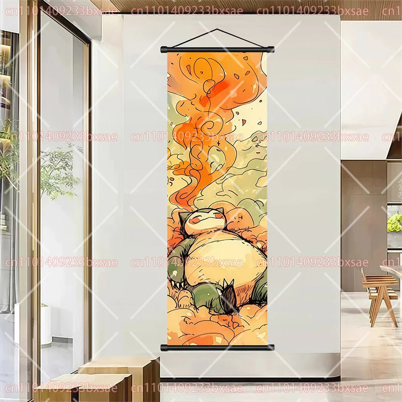 Pokémon Retro HD Scroll Painting Poster Squirtle Eevee Charmander Bulbasaur Gyarados Charizard Fan Collection Children's Gift