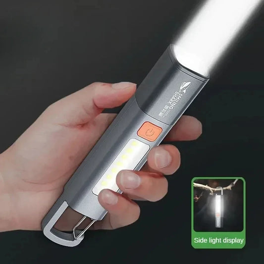 Mijia Outdoor Flashlight Portable Strong Light Variable Focus with Floodlight Side Lights Long Range Rechargeable Flashlight